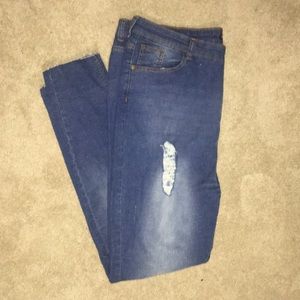 Boohoo BLUE High Waisted Skinny Jeans